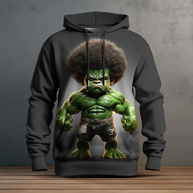 3D Graphic Cartoon Men's Designer Hoodie for Outdoor Adventures