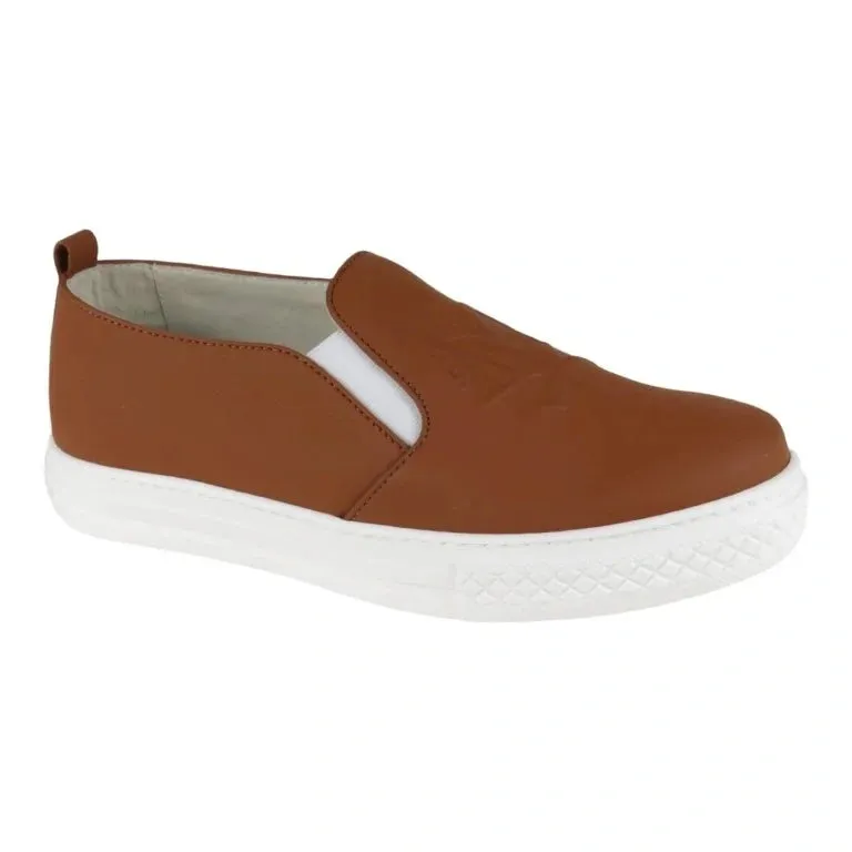 806 - Tan Sahara Leather Sneaker for Girl by London Kids