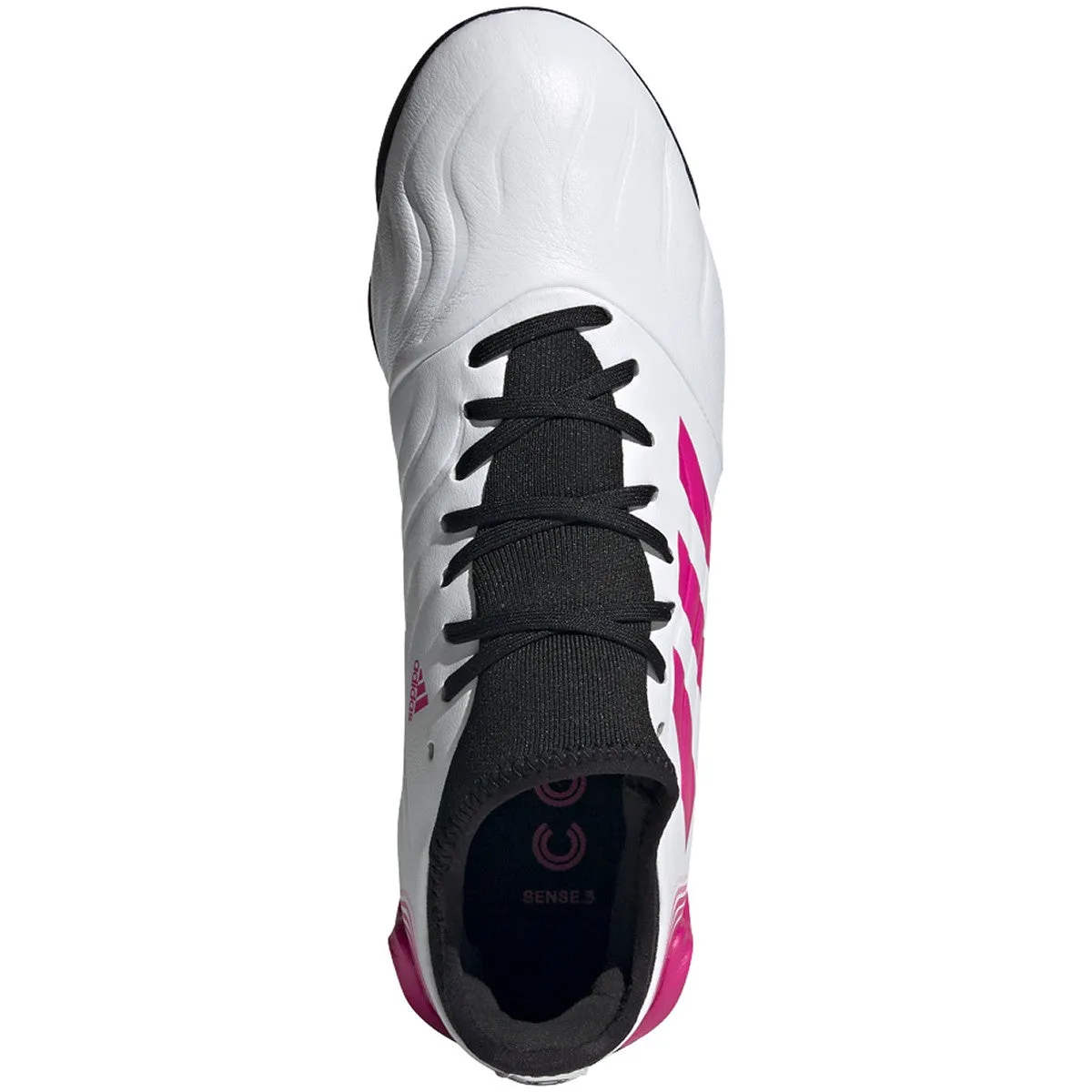 adidas Copa Sense .3 Turf Shoes- White/White/Shock Pink