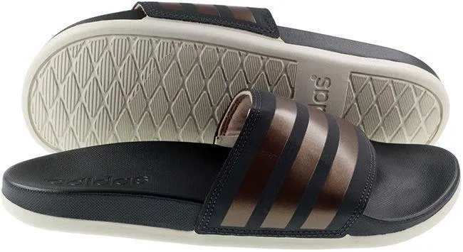 Adidas Womens Adilette Slides Footwear Black Rose Metallic