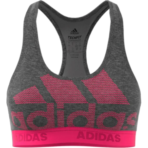 adidas Women's Alphaskin Sports Bra (Dark Grey/Real Magenta)