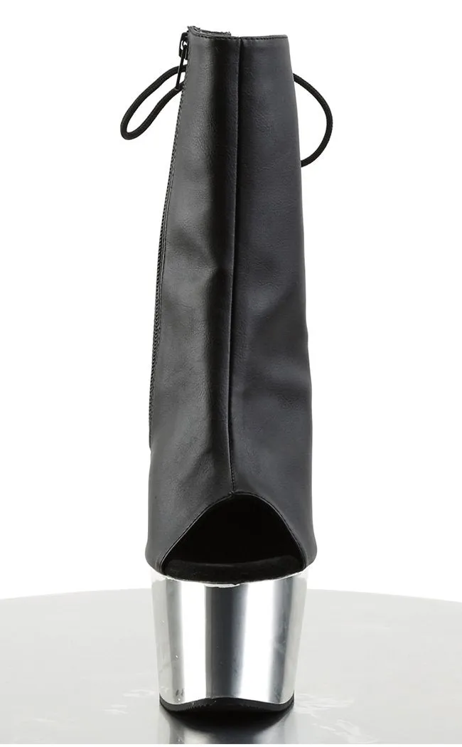 ADORE-1018 Black & Silver Chrome Ankle Boots