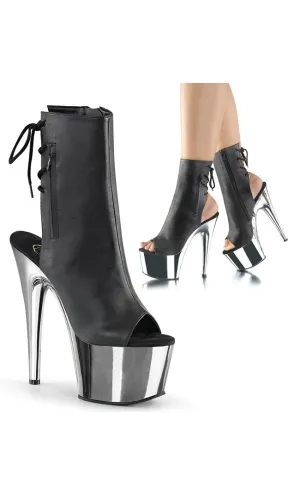 ADORE-1018 Black & Silver Chrome Ankle Boots