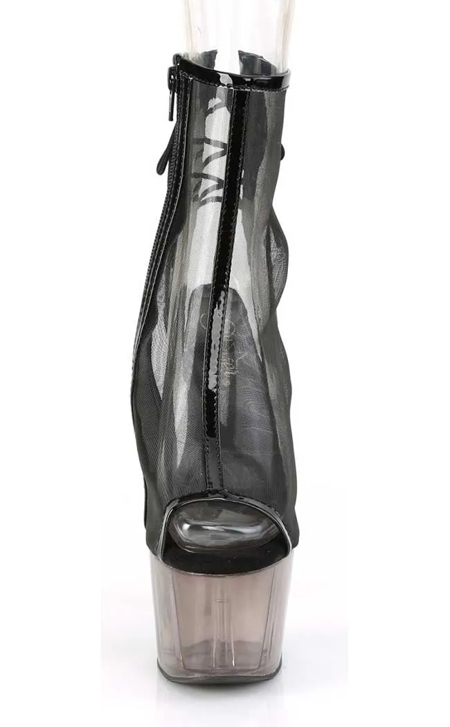 ADORE-1018MSHT Black Patent & Smoke Tinted Boots