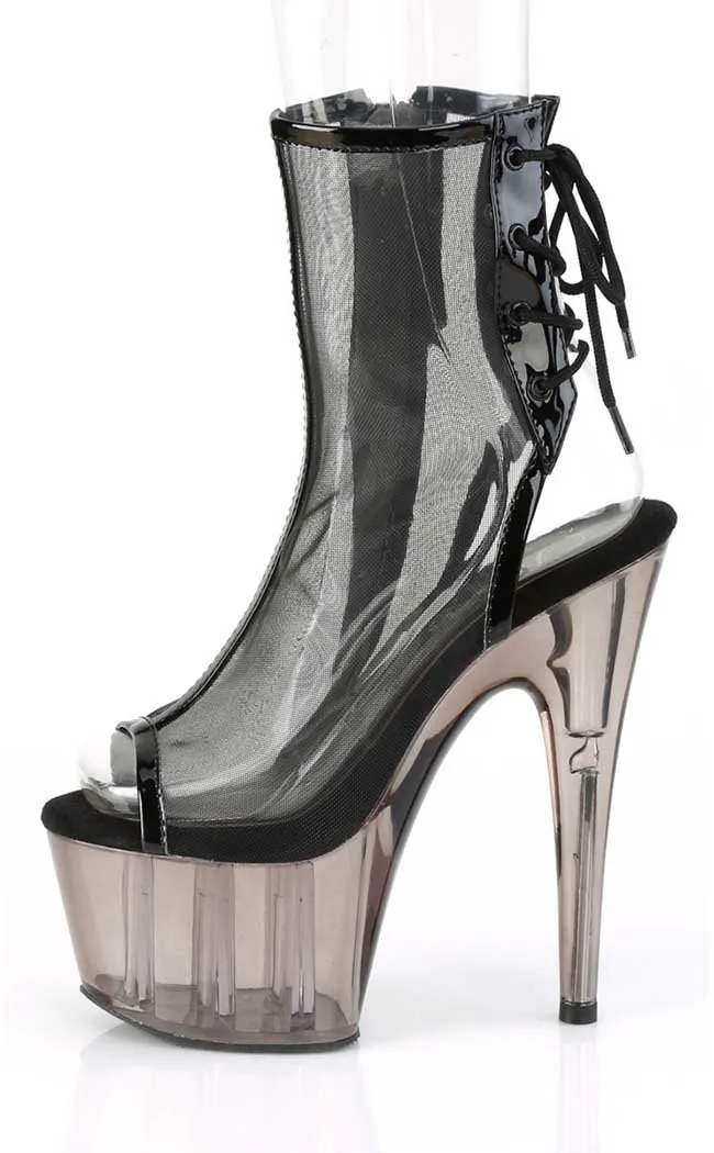 ADORE-1018MSHT Black Patent & Smoke Tinted Boots