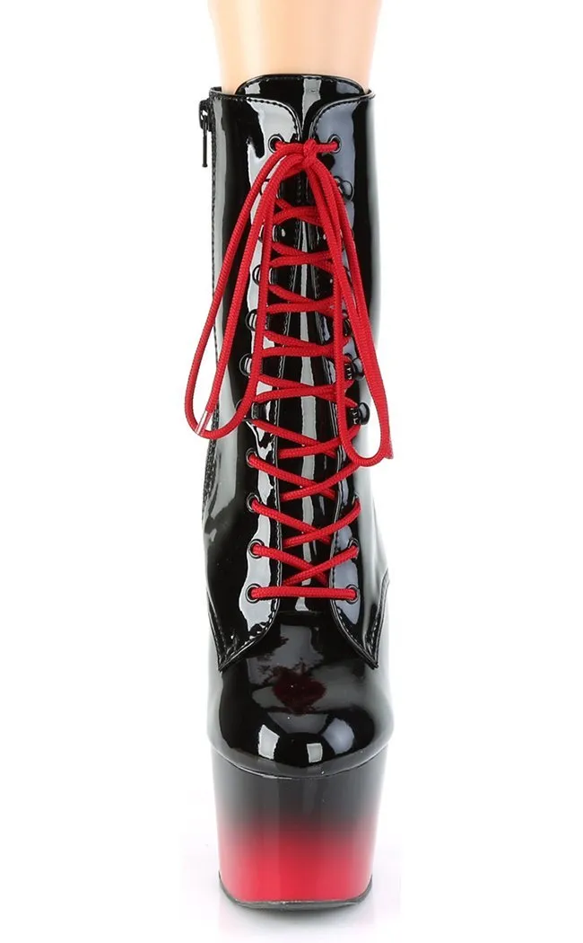 ADORE-1020BR-H Black & Red Patent Ombre Boots