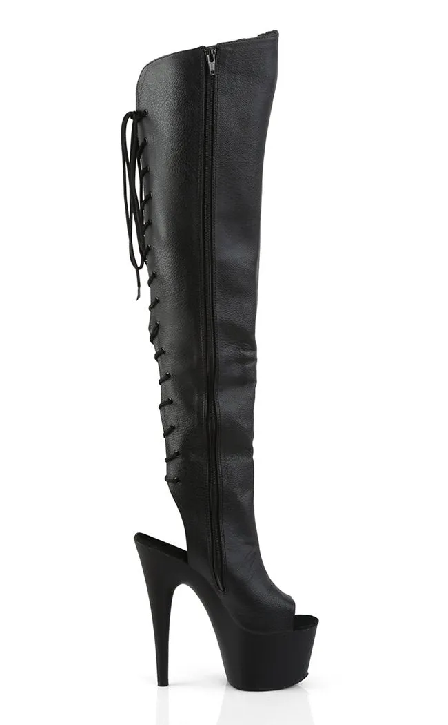 ADORE-3019 Black Vegan Leather Thigh High Boots