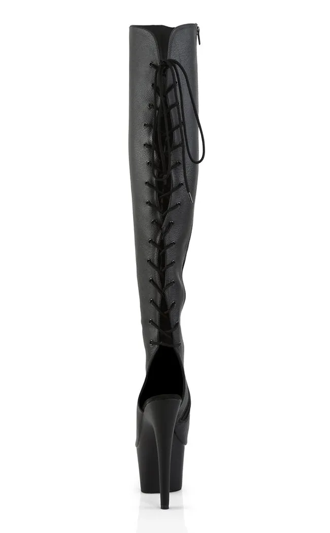 ADORE-3019 Black Vegan Leather Thigh High Boots