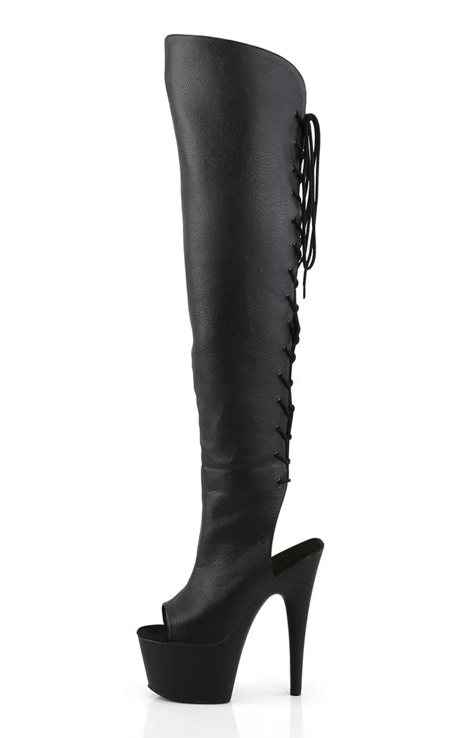 ADORE-3019 Black Vegan Leather Thigh High Boots