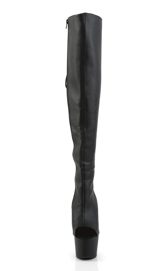 ADORE-3019 Black Vegan Leather Thigh High Boots