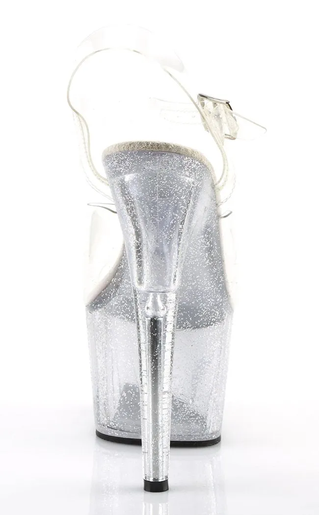 ADORE-708MG Clear Glitter Platform Heels