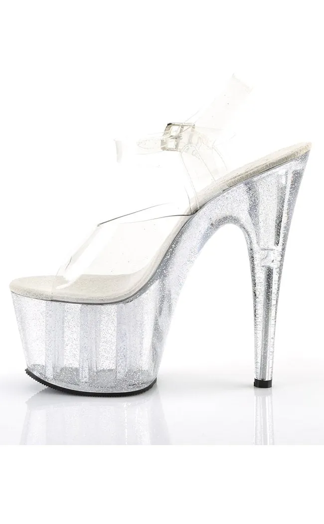 ADORE-708MG Clear Glitter Platform Heels