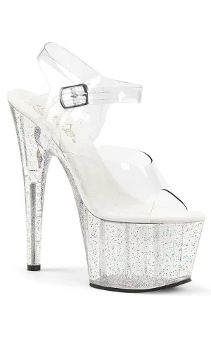 ADORE-708MG Clear Glitter Platform Heels