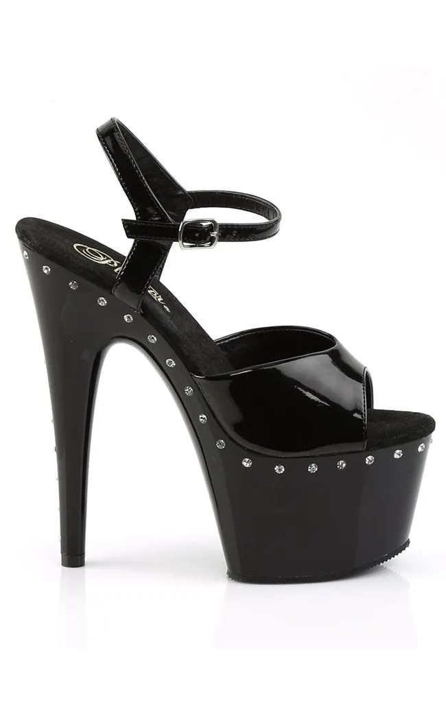 ADORE-709LS Black & Rhinestone Heels