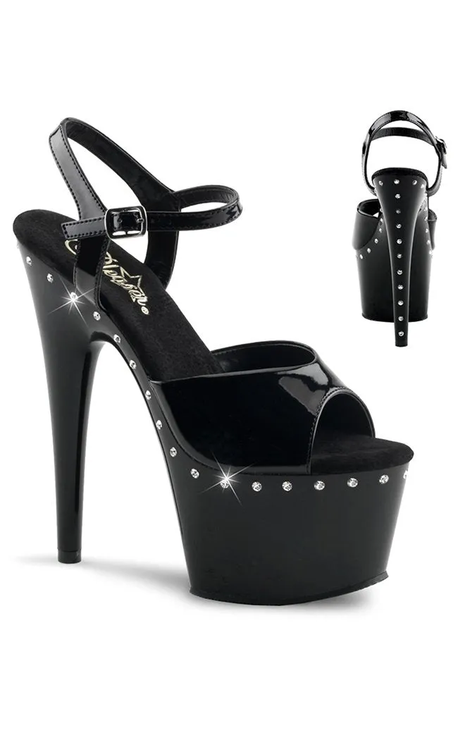 ADORE-709LS Black & Rhinestone Heels