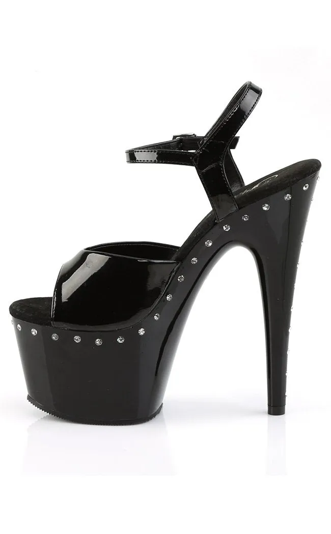 ADORE-709LS Black & Rhinestone Heels