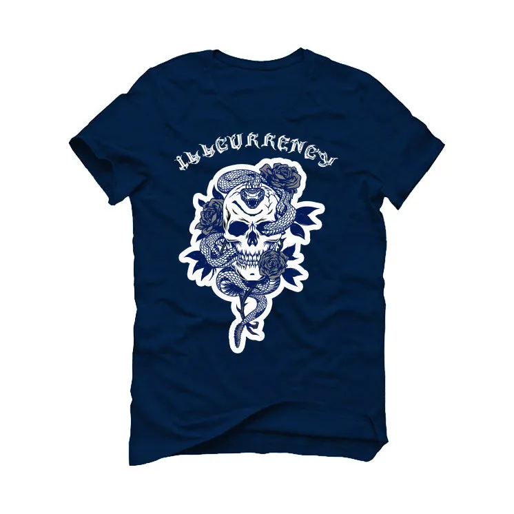 Air Jordan 5 “Georgetown” | illcurrency Navy Blue T-Shirt (Skeleton Rose)