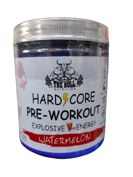 Ak Muscle Pre Workout Supplement (250g, 30 Servings) The Bull Nutrition Hard Core Pre-Workout, Watermelon Flavour, Explosive Energy