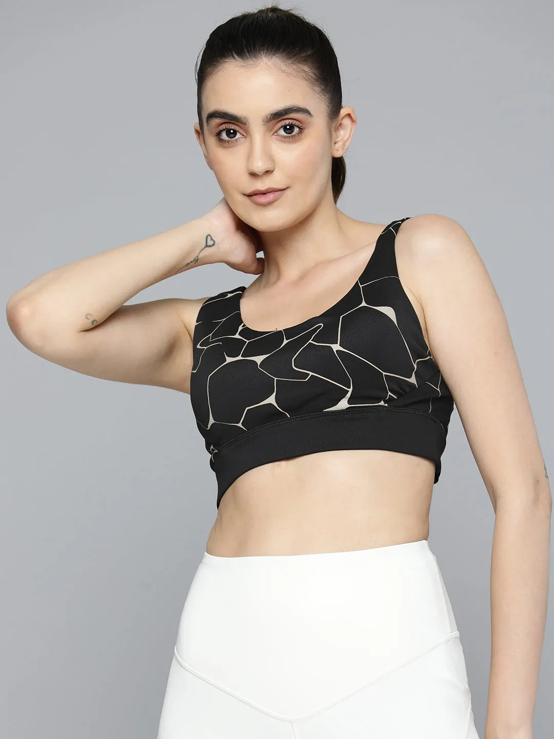 Alcis Black & White Abstract Bra