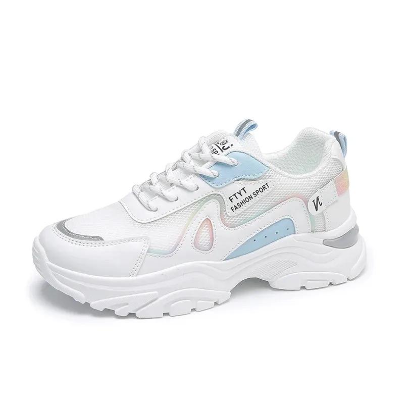 Amozae-2024 BKQU New Women's Sneakers Women Platform Flat Shoes for Women Shoes white Casual Trainers Ladies Chunky Sport Shoes Female