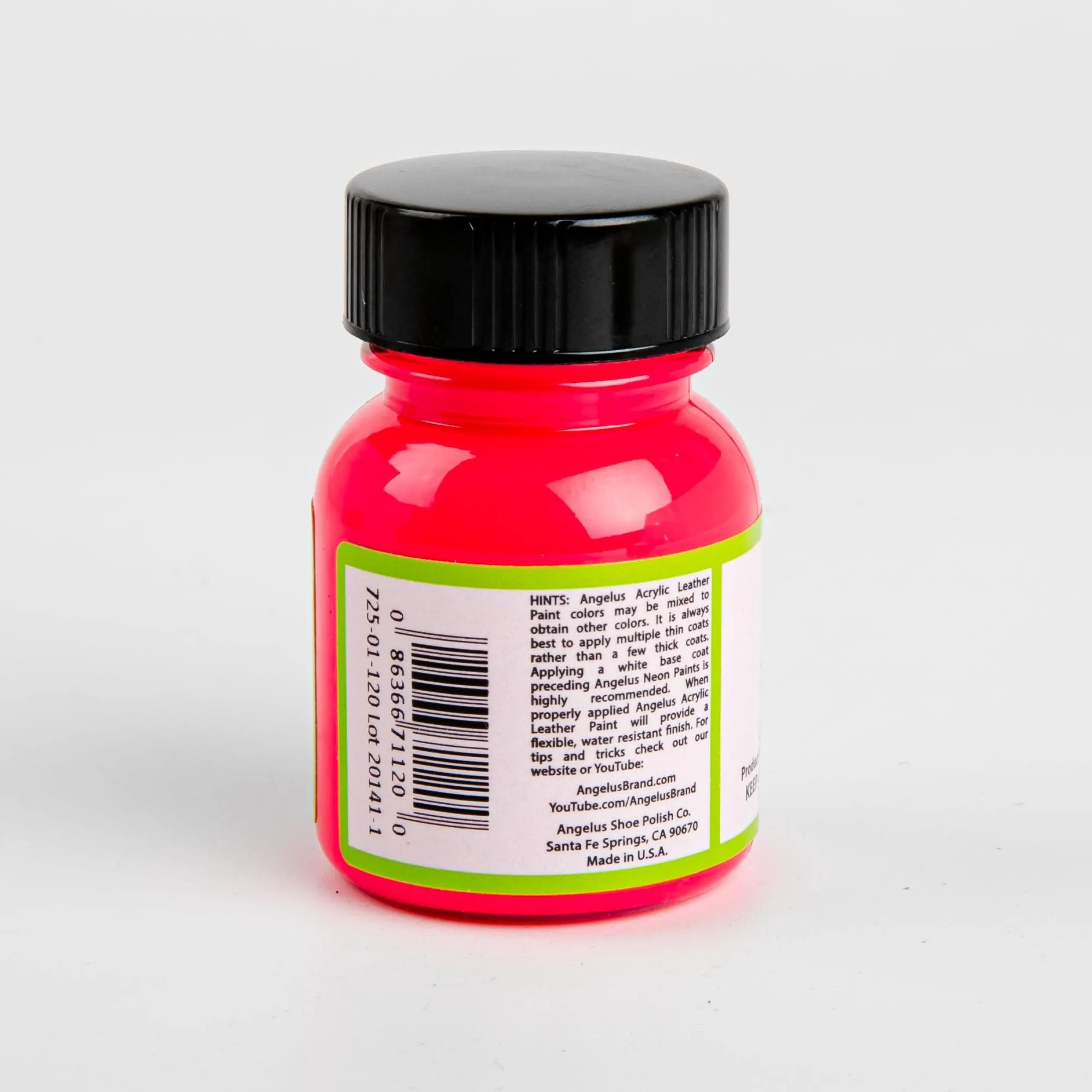 Angelus Neon Acrylic Paint Rio Red 29Ml Use On Leather, Vinyl Or Fabric