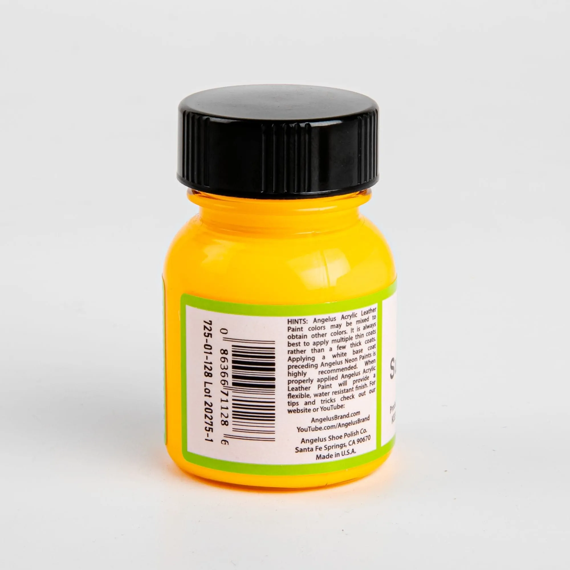 Angelus Neon Acrylic Paint Sunset Yellow 29Ml Use On Leather, Vinyl Or Fabric