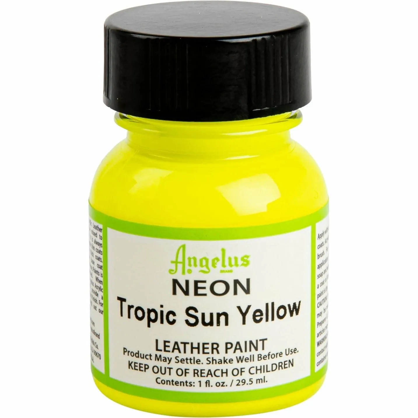 Angelus Neon Acrylic Paint Tropic Sun Yellow 29Ml Use On Leather, Vinyl Or Fabric