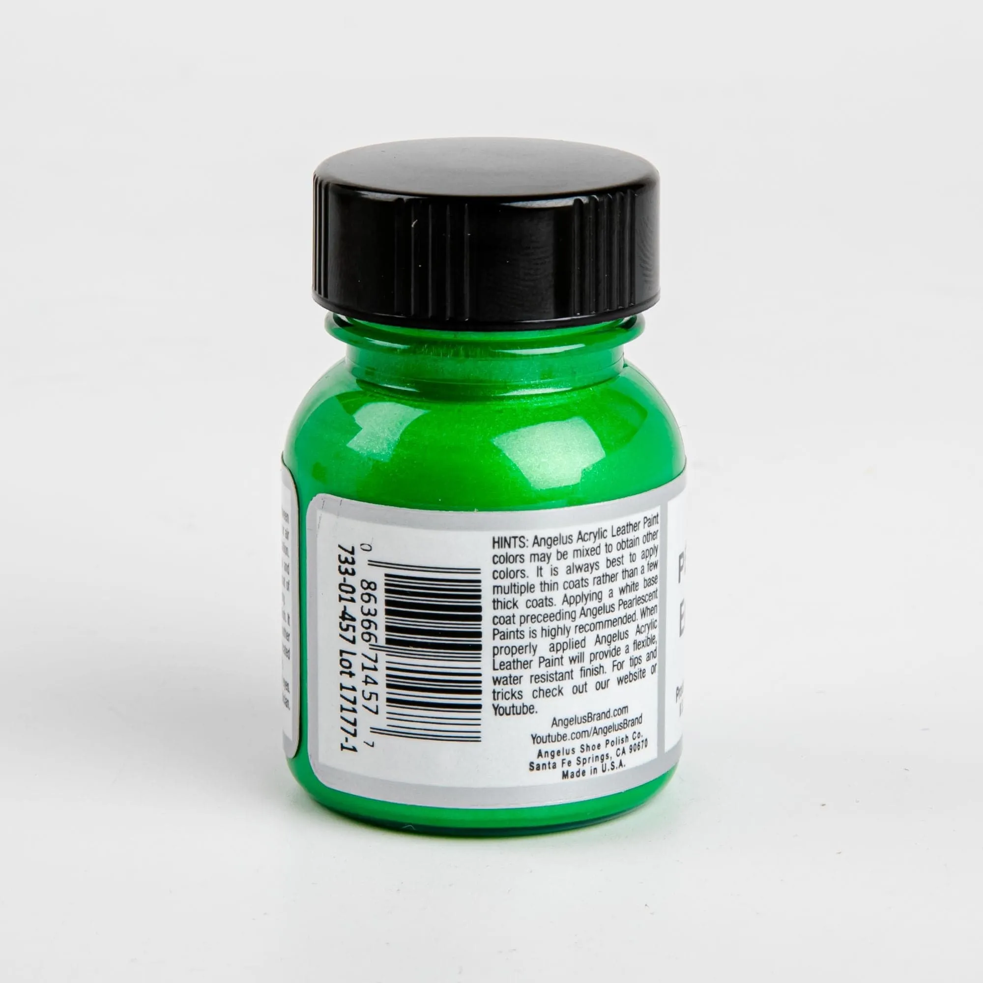 Angelus Pearlescent Acrylic Paint Emerald Green #457 29Ml Use On Leather, Vinyl Or Fabric