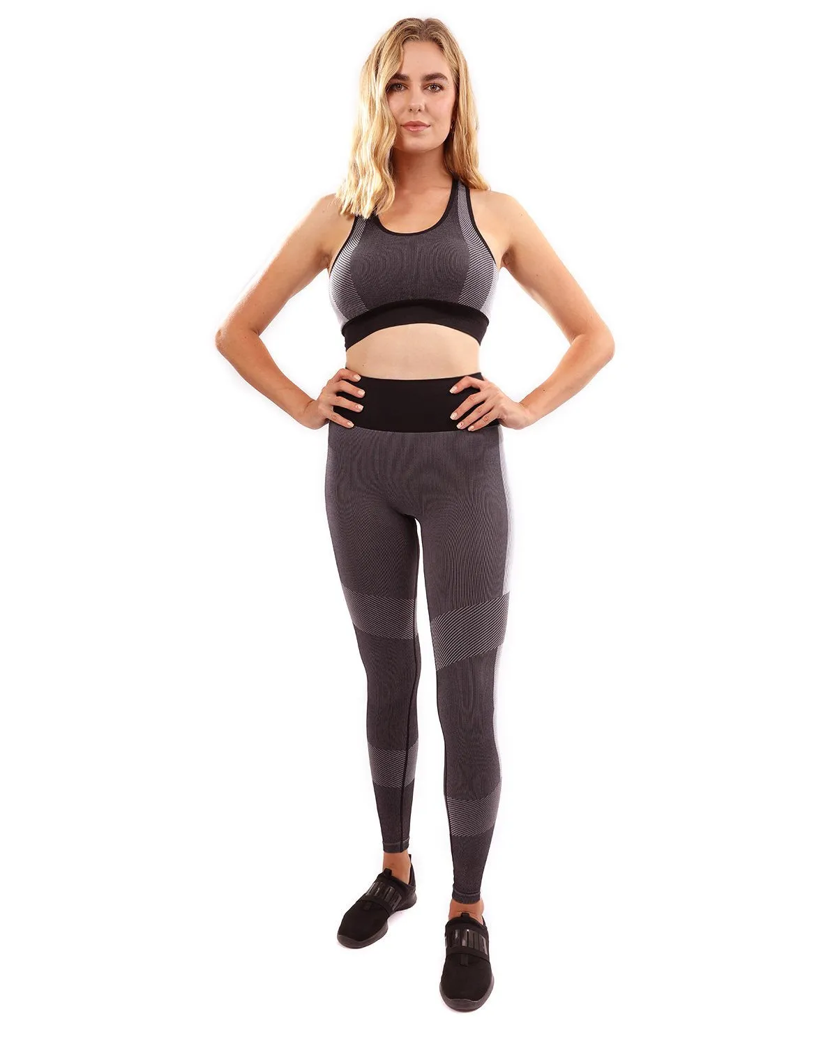 Arleta Seamless Leggings & Sports Bra Set - Black