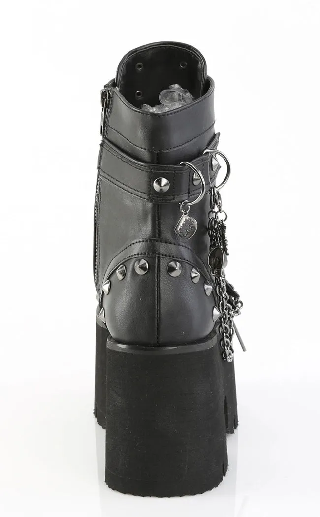 ASHES-52 Black Vegan Leather Platform Ankle Boots