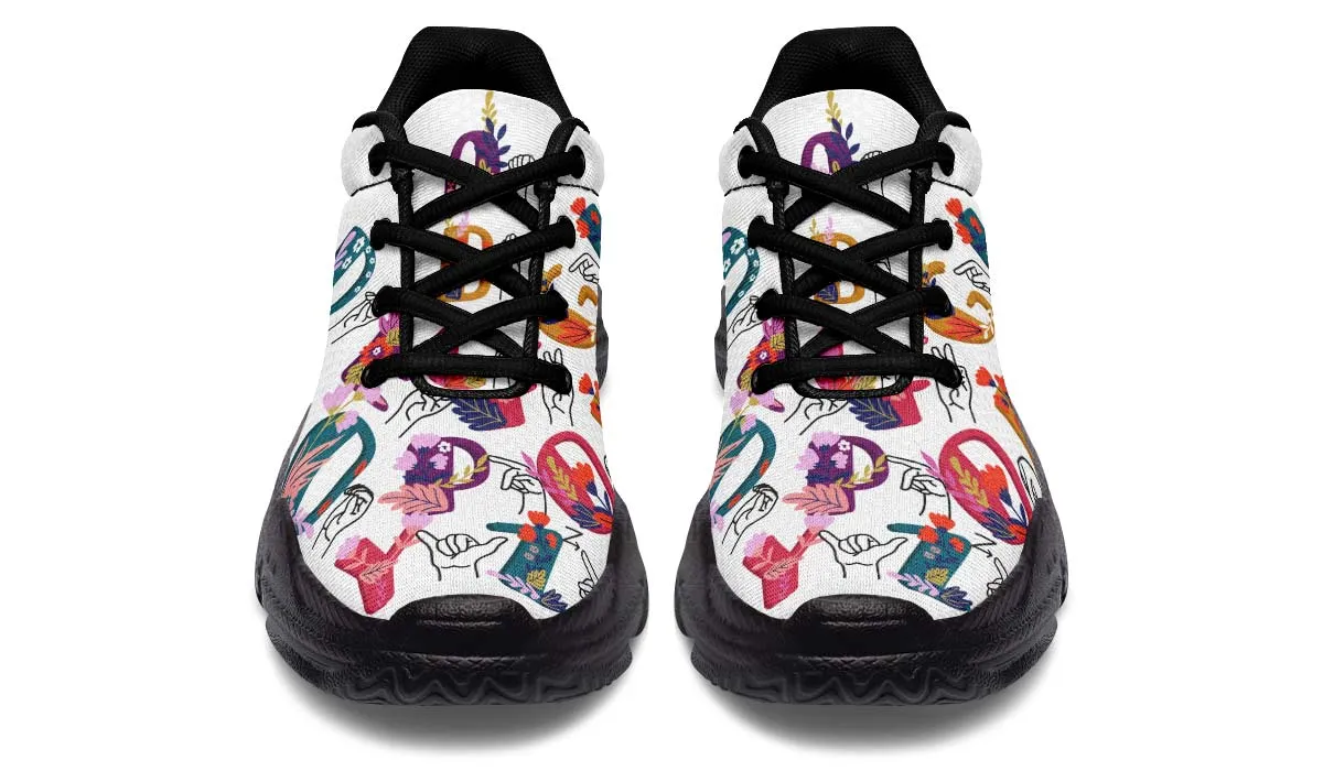 ASL Floral Alphabet Chunky Sneakers