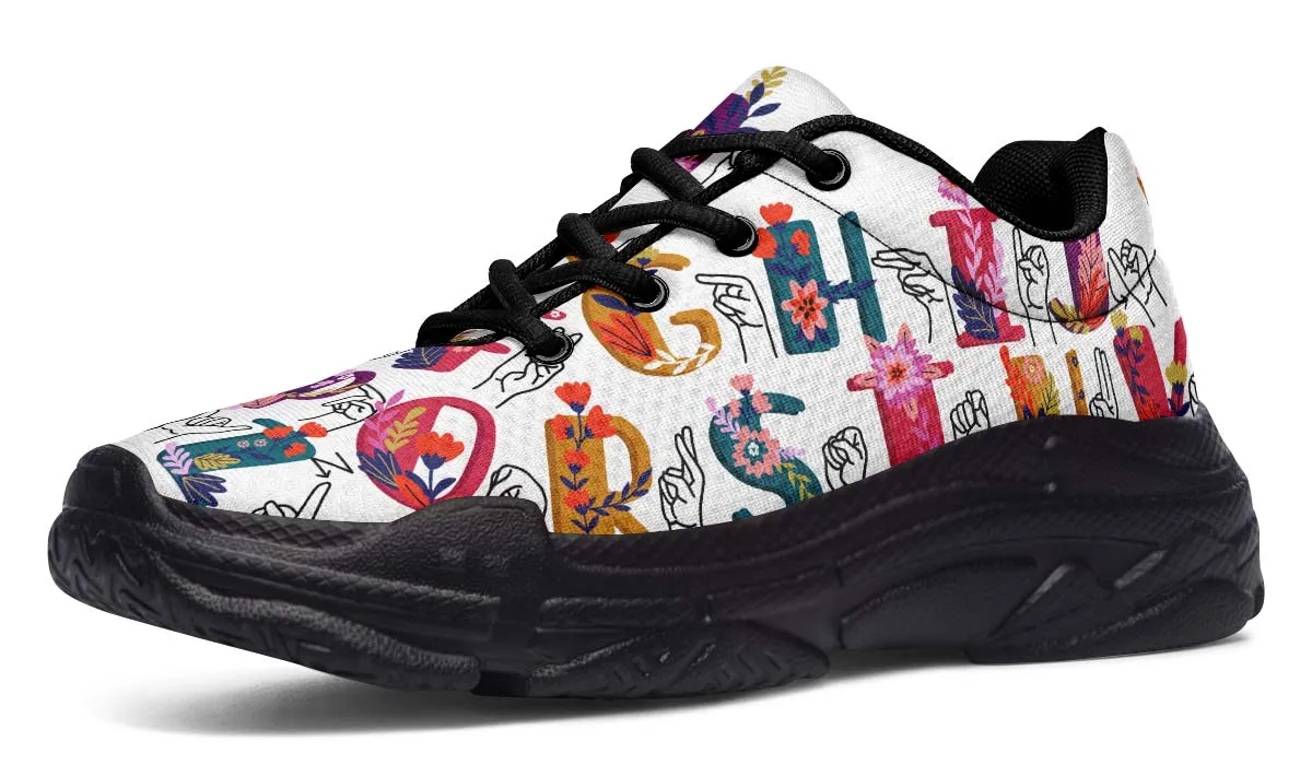 ASL Floral Alphabet Chunky Sneakers