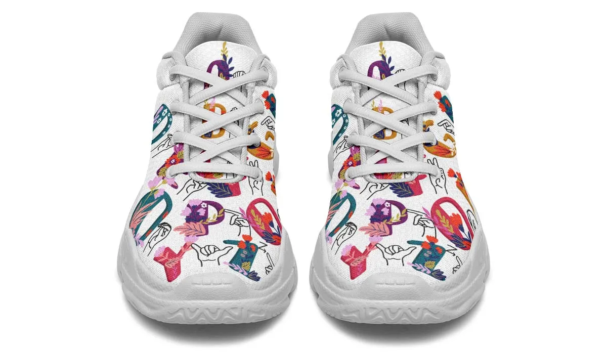 ASL Floral Alphabet Chunky Sneakers