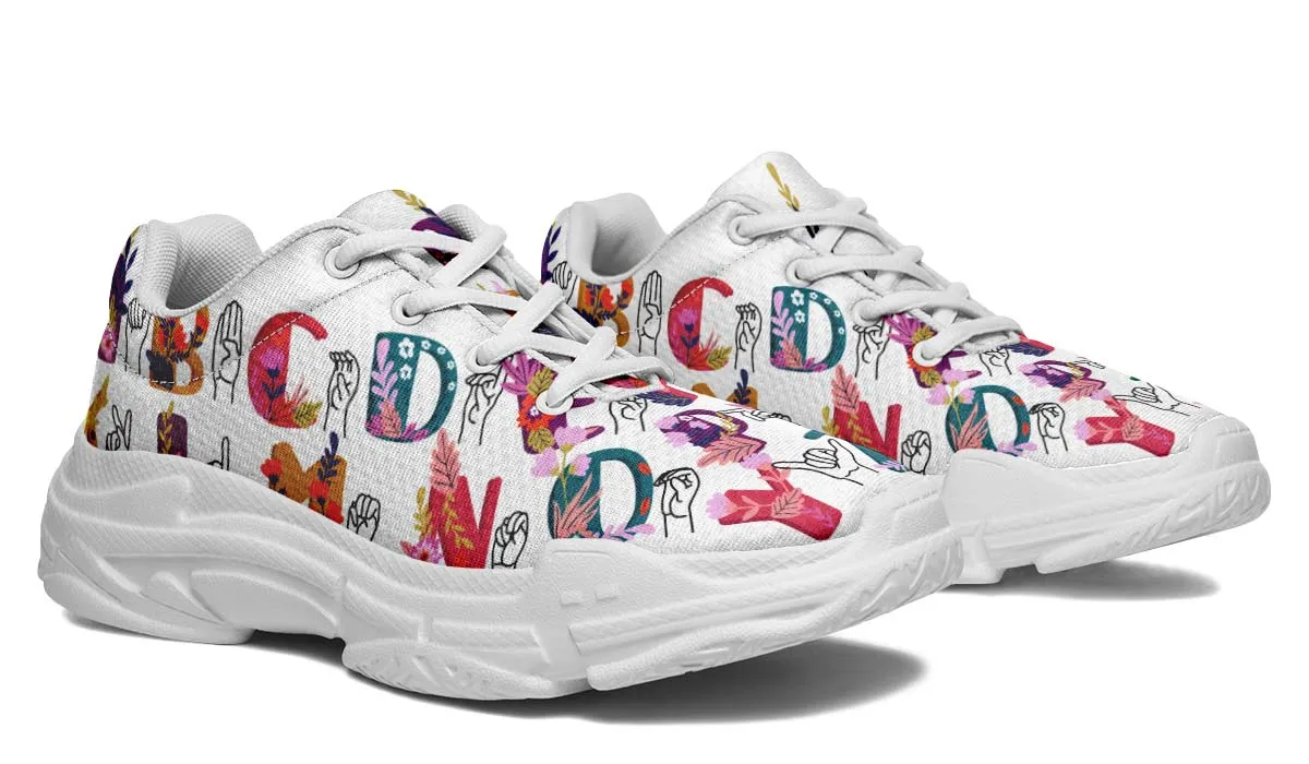 ASL Floral Alphabet Chunky Sneakers