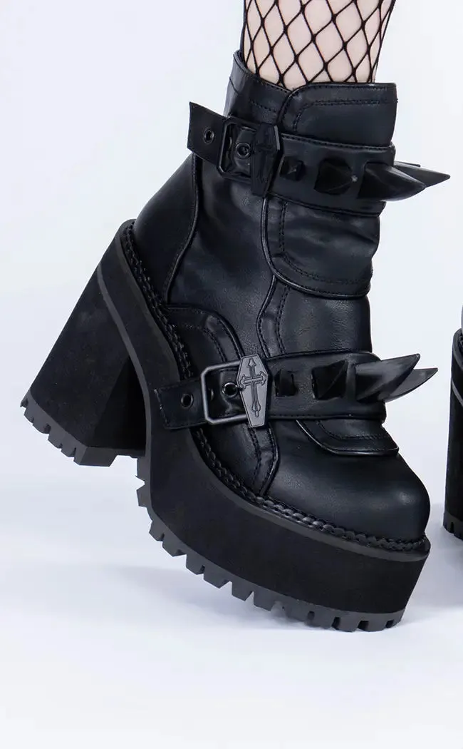 ASSAULT-72 Black Vegan Leather Ankle Boots (AU Stock)