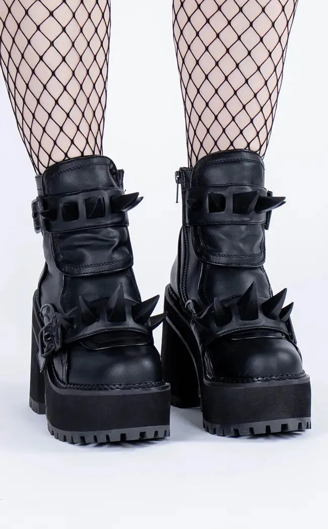 ASSAULT-72 Black Vegan Leather Ankle Boots (AU Stock)