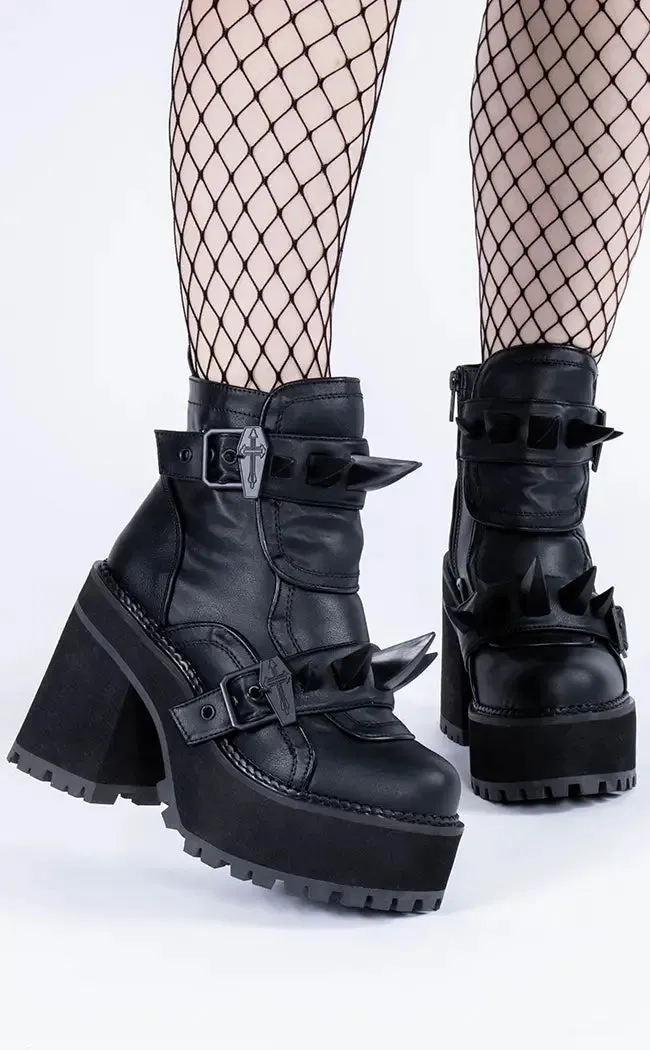 ASSAULT-72 Black Vegan Leather Ankle Boots (AU Stock)