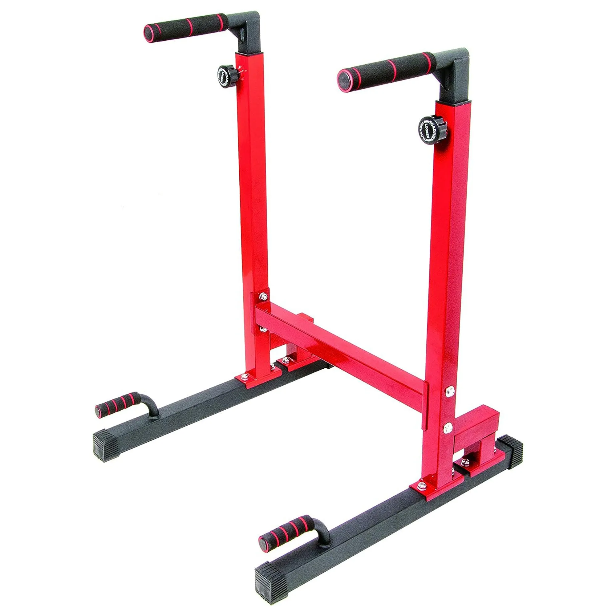 BalanceFrom Multi-Function Home Gym Exercise Dip Stand, 500lb Capacity, Red