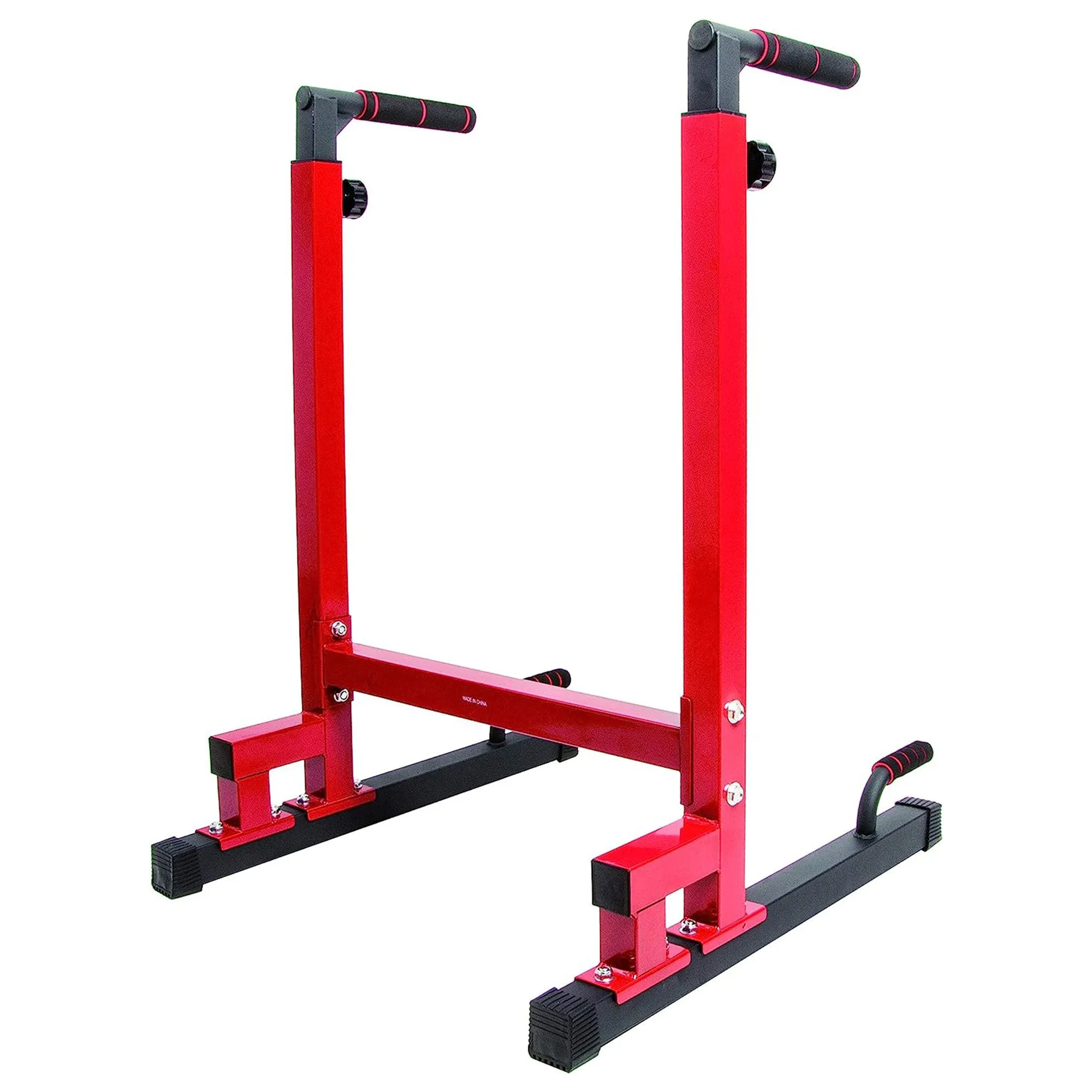 BalanceFrom Multi-Function Home Gym Exercise Dip Stand, 500lb Capacity, Red