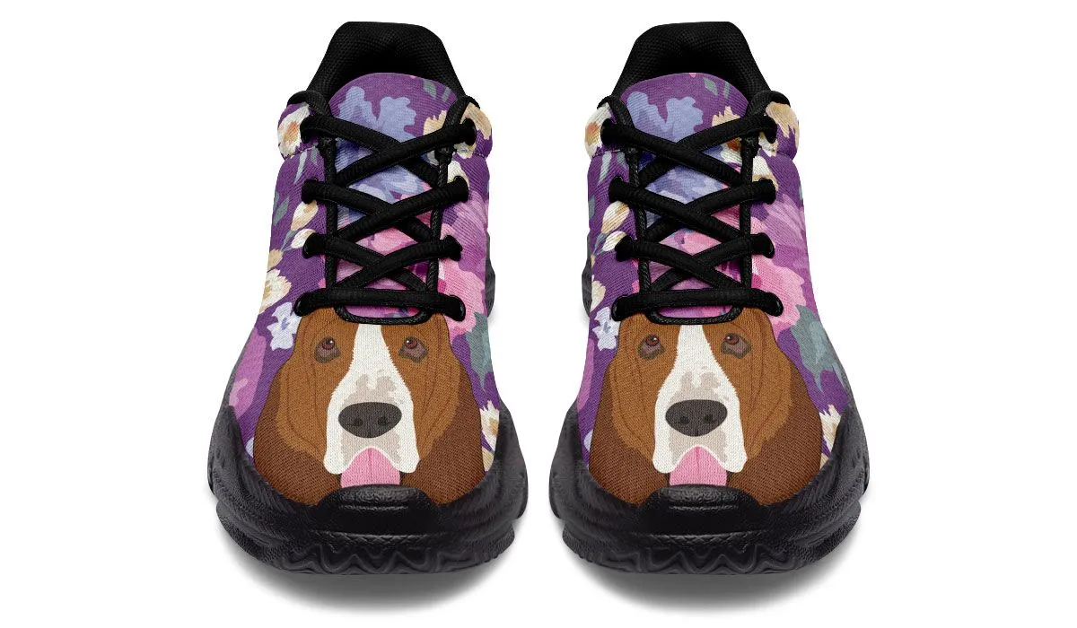 Basset Hound Dog Portrait Chunky Sneakers