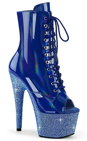 BEJEWELED-1021-7 Blue Holo Rhinestone Boots