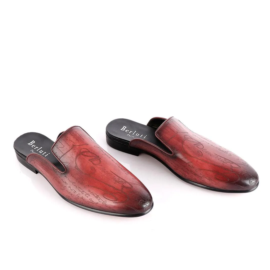 Berluti Crested Slip On Wine Half shoe