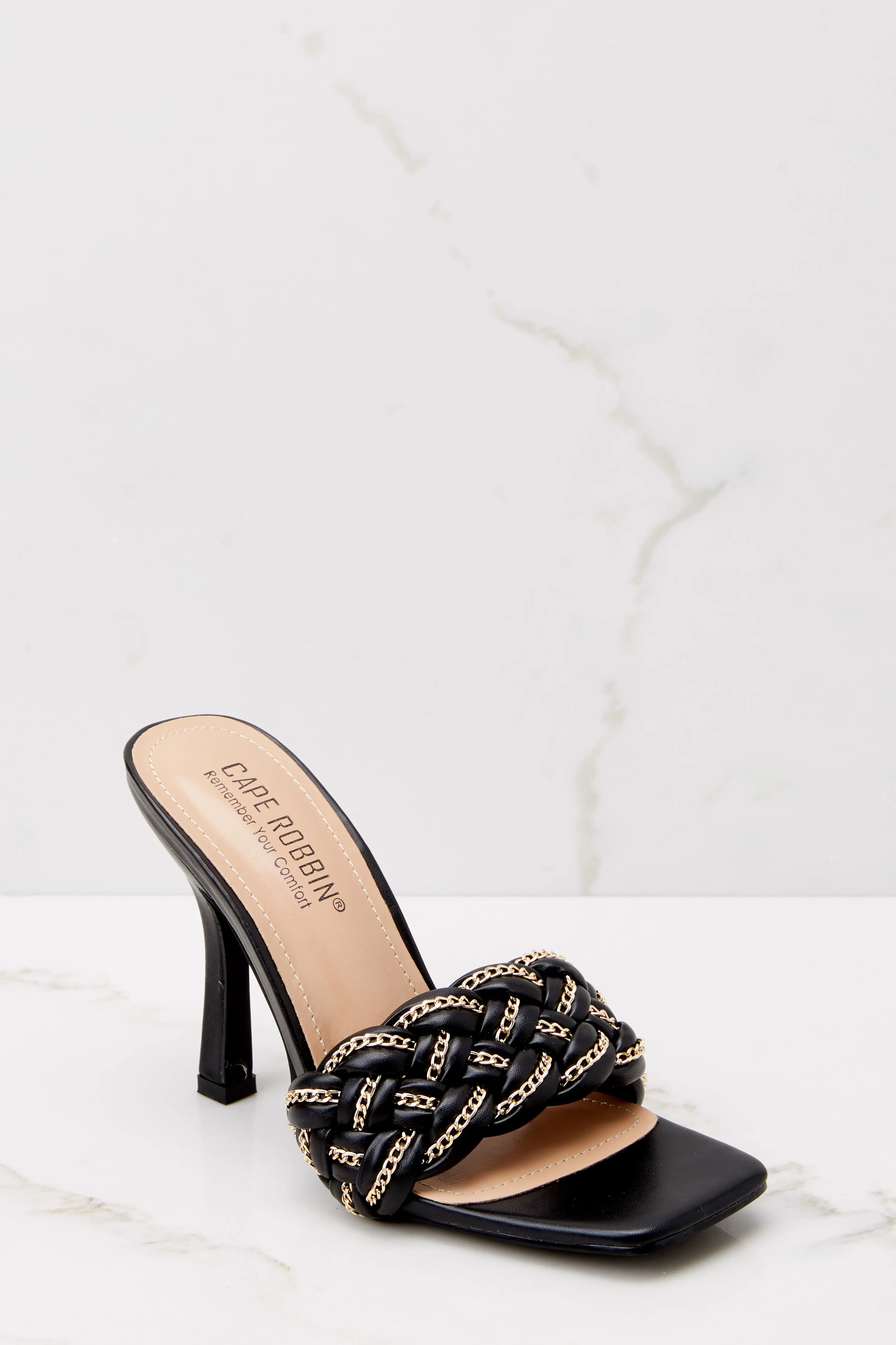 Beyond Belief Black Braided Heels