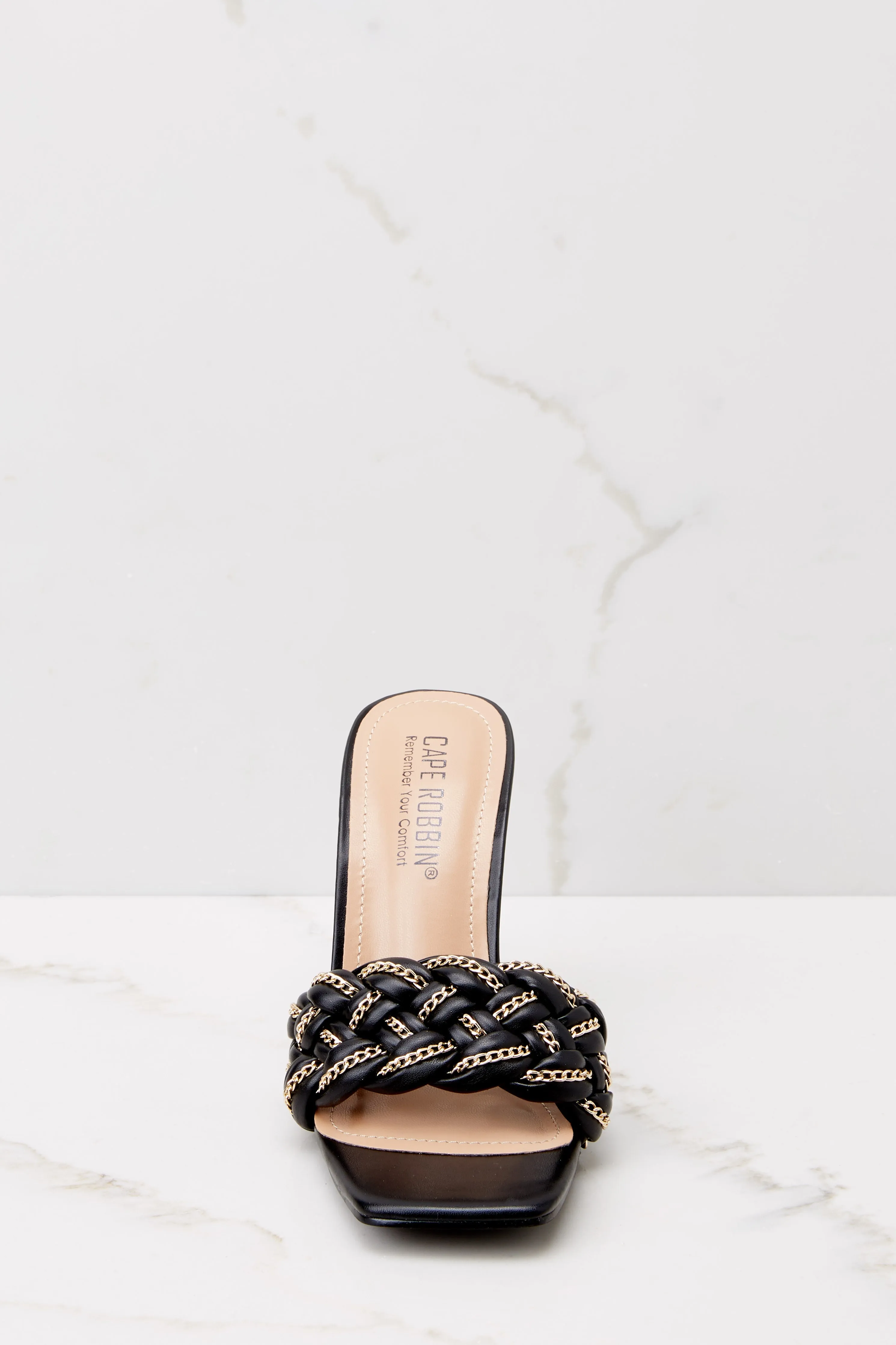 Beyond Belief Black Braided Heels