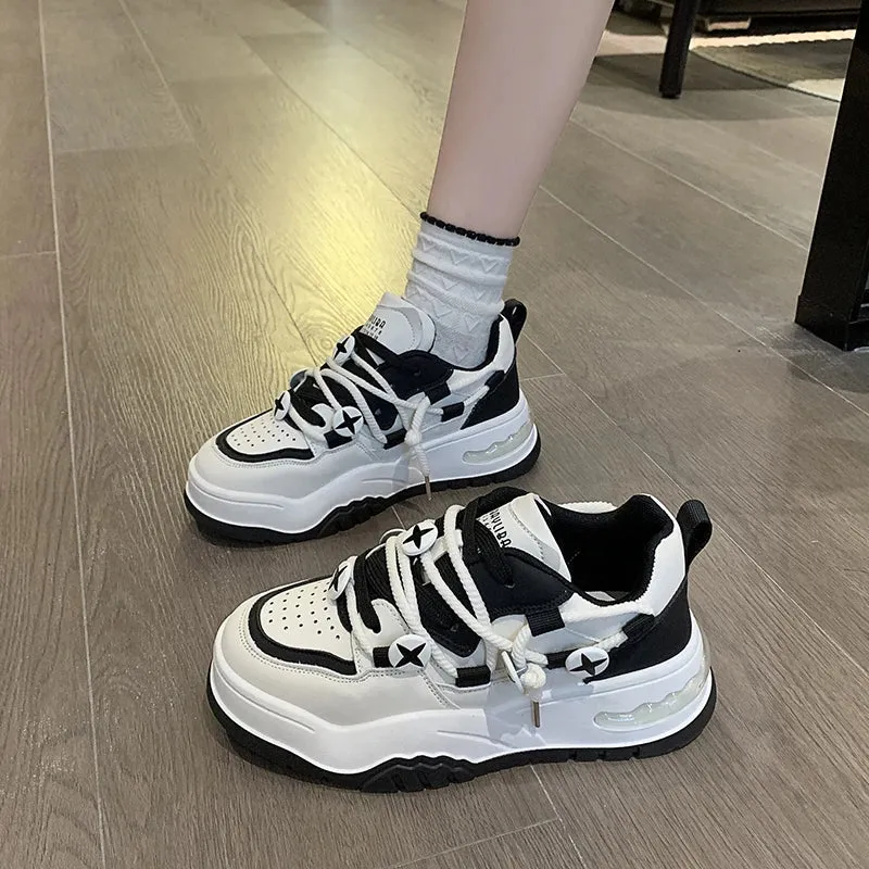 binfenxie  -  Autumn New Flat Bottom Women's Sports Shoes Women Tennis Casual Vulcanize Black Fashion Harajuku Female Platform Sneakers