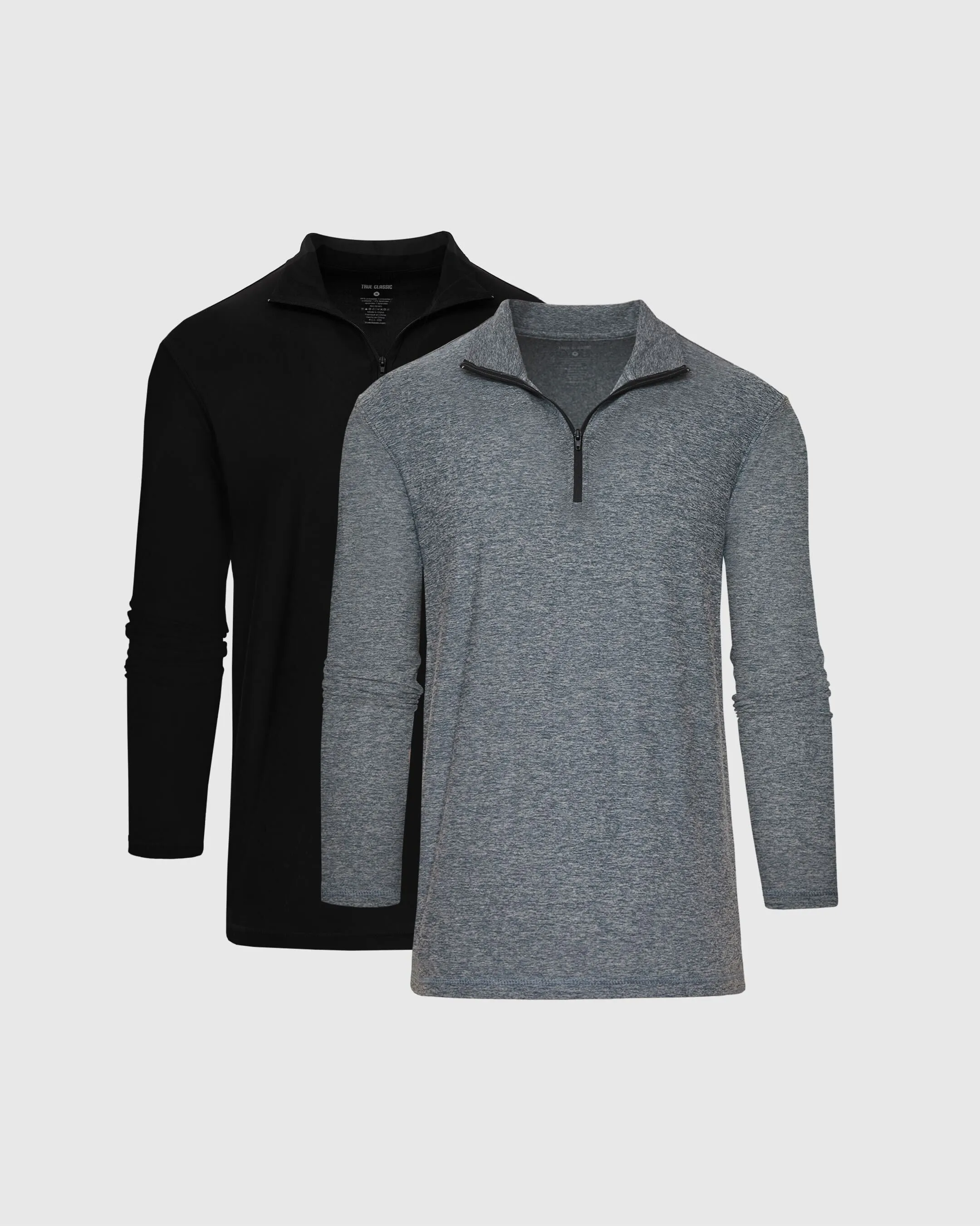 Black & Heather Navy Active Quarter Zip 2-Pack