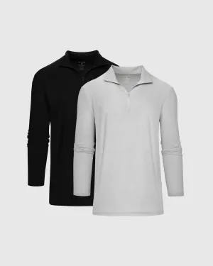 Black & Light Heather Gray Active Quarter Zip 2-Pack