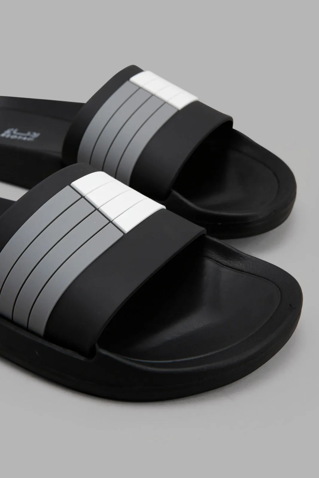 Black Stripe Slide For Men