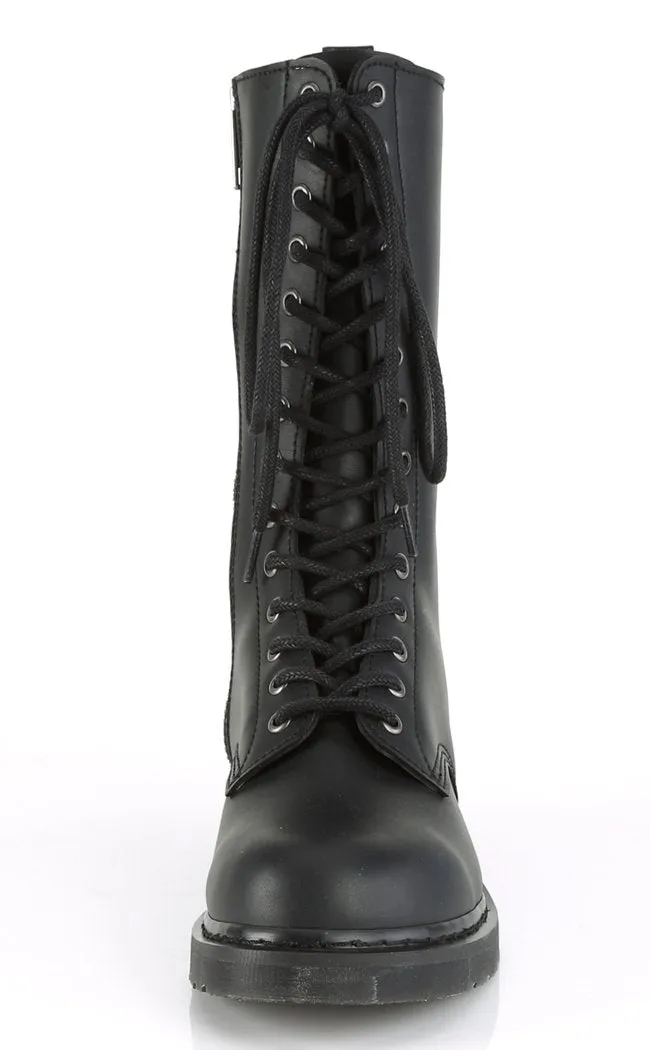 BOLT-300 Black Lace Up Mid Calf Boots