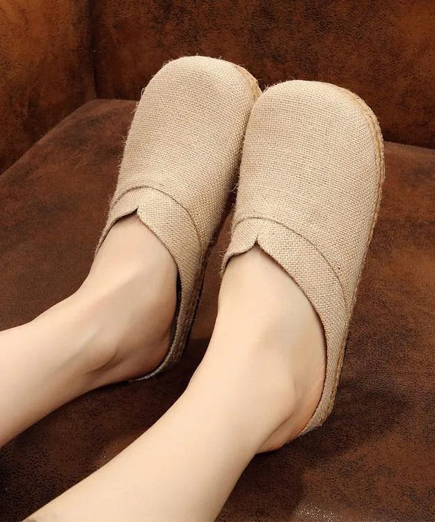 Boutique Flat Shoes For Women Red Cotton Linen Fabric Slippers Shoes